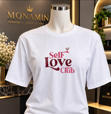 تیشرت زنانه سفید طرح Self Love Club