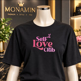 تیشرت زنانه سفید طرح Self Love Club